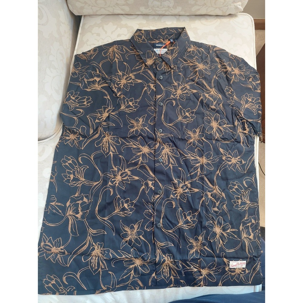 NEW! Superdry Men's Vintage Hawaiian Shirt Black & Tan Modal/Cotton Size XL - Picture 3 of 9